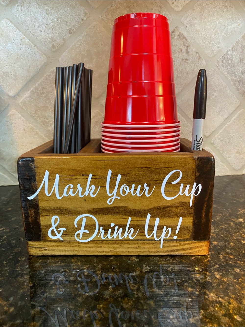 Decorative Wooden Cup Caddy - Mark Your Cup & Drink Up!